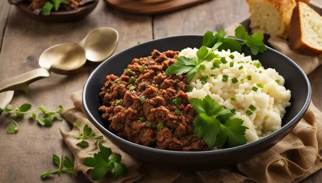 Tigela de Carne Moída com Couve-Flor