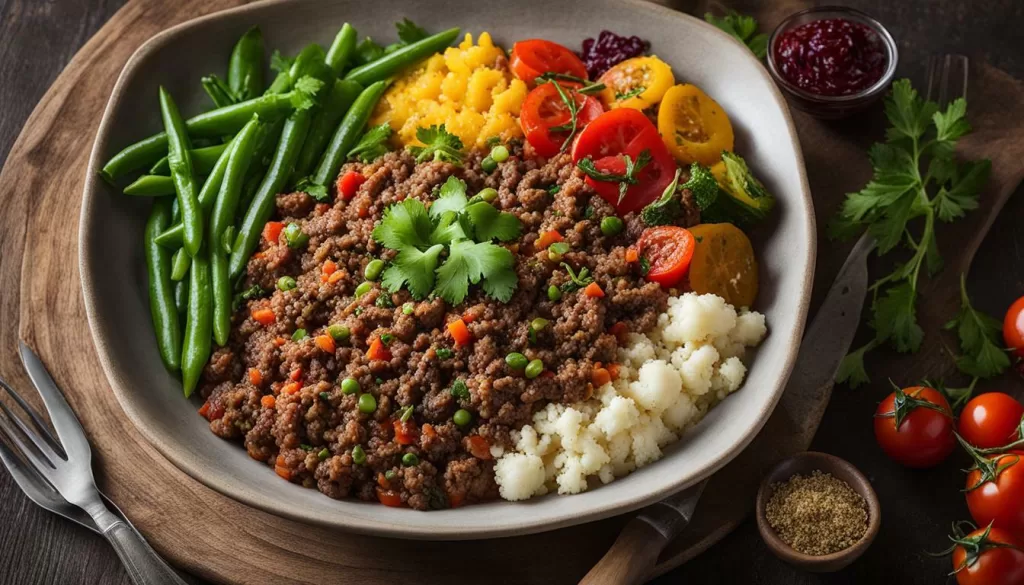 Tigela de Carne Moída com Couve-Flor