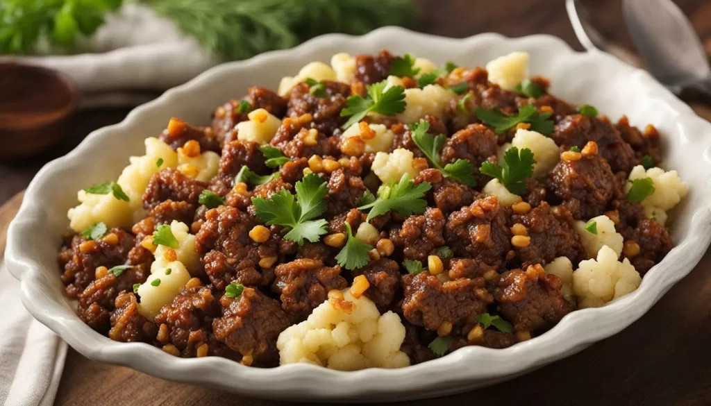 Tigela de carne moída com couve-flor