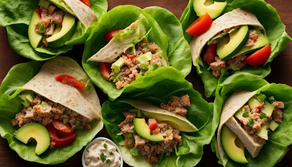 Wrap de Alface com Atum e Abacate